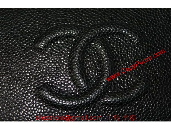 シャネル　A50071　ＣＣマーク付きキャビアスキン　ジップウオレット　黒/シルバー金具　ラウンドファスナー財布